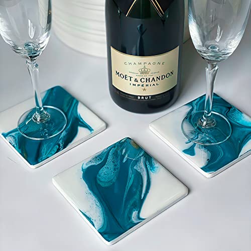 4 PCS Thickened Coaster Resin Molds, Coaster Silicone Molds for Epoxy Resin, Coaster Molds for Resin Casting, Epoxy Resin Molds for DIY Resin Sjubaopen