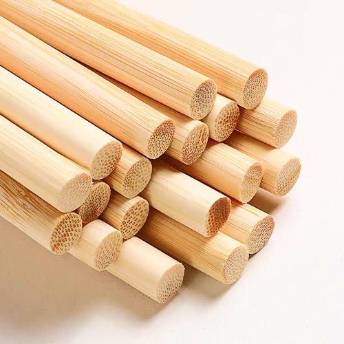 Dtmasao 25 PCS Dowel Rods Wood Sticks Wooden Dowel Rods - 1/4 x 17.5 Inch Unfinished Bamboo Sticks - for Crafts and DIYers - WoodArtSupply