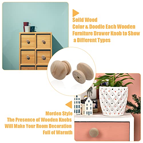 LifCratms 8PCS Wood Unfinished Drawer Knobs, 1 Inch Mushroom Shape Wooden Cabinet Furniture Knobs Pulls Handles for Home Office Wardrobe Dresser LifCratms