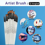 Falling in Art Paint Brushes Set, 12 PCS Nylon Professional Angled Paint Brushes for Watercolor, Oil Painting, Acrylic, Face Body Nail Art, Crafts, Falling in Art