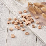 Pandahall 72pcs Beech Flat Round Wood Letter & Number Large Hole Beads 15x7-8mm Wooden Undyed Coin Loose European Beads with Alphabet Letter & 0-9 PH PandaHall