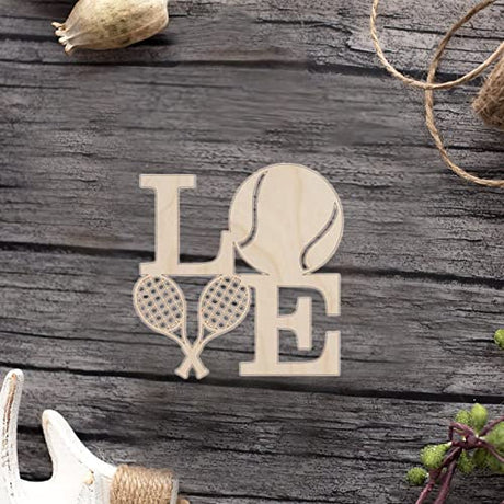 Love Tennis Wood Craft,Unfinished Wooden Cutout Art,DIY Wood Sign, Inspirational Farmhouse Wall Plaque,Rustic Home Decor for Living Room Bedroom Arupkeer