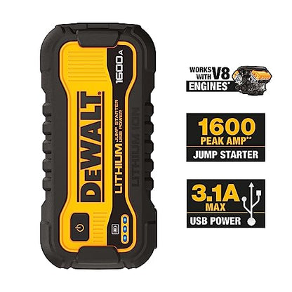 DeWalt DXAELJ16 1600 Peak Amp Jump Starter Battery Booster with USB Power Station - WoodArtSupply