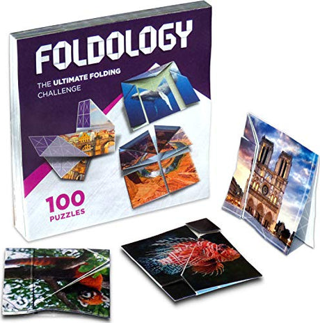 FOLDOLOGY - The Origami Puzzle Game! Hands-On Folding Brain Teasers. Stocking Stuffer/Gift for Tweens, Teens & Adults. Fold The Paper to Complete The FOLDOLOGY