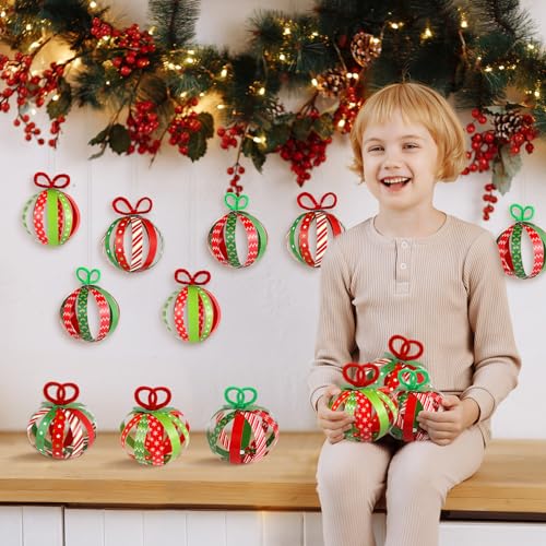 30Pcs Christmas Ball DIY Craft Kit Christmas Ball Paper Strip Crafts Xmas DIY Ornament Crafts Christmas Tree Paper Crafts Decorations Xmas Crafts for CHUNNIN