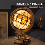 3D Wooden Puzzles Globe Model Kit for Adults to Build ROKR 3D Puzzles Night Light Desk Display Toy Unique Gift for Birthday/Anniversay ROKR