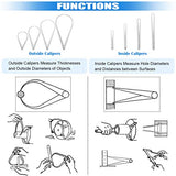 Glarks 8Pcs Stainless Steel Inside Outside Caliper Set, 4'' 8'' 10'' 12'' Straight/Bent Leg Ceramic Pottery Measuring Tools for Carving, Shaping, Glarks