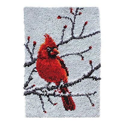 Latch Hook Rug Kit for Adults Red Cardinal Crocheting Carpet Rug Yarn Sofa Cushion Mat Tapestry DIY Carpet Arts Crafts,20.5X15 Inch - WoodArtSupply