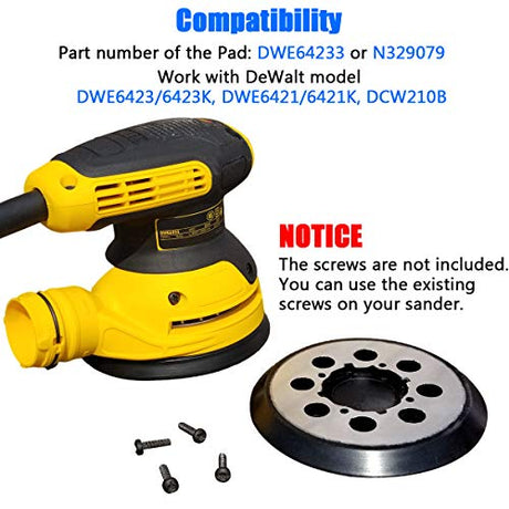 5" Hook-&-Loop Replacement Sander Pad for DeWalt DWE6423/6423K, DWE6421/6421K, DCW210B Random Orbital Sander - 5 Inch Aluminum Alloy Sanding Pad for Tockrop