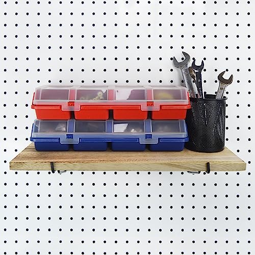 Screw Organizer Storage Bins, 2 Pack Stackable Bins with Lids, Divider Compartment Containers for Garage / Craft Tool Organizing, Tool Cart Cabinet LIGHT DUST
