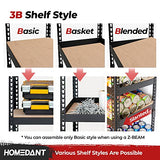HOMEDANT Z-beam 5 Tier Laminated Heavy Duty Garage Storage Adjustable Wide Size Metal Shelving Unit Utility Rack Shelves Organization Multipurpose HOMEDANT