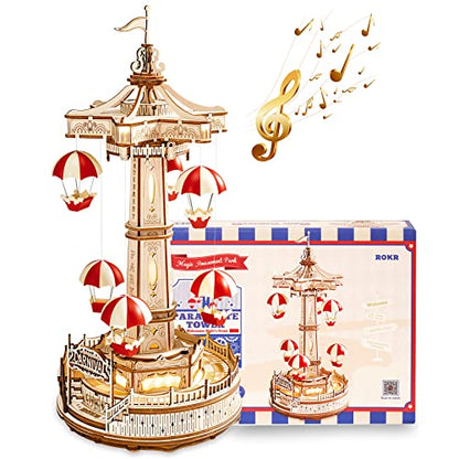 ROKR 3D Wooden Puzzles for Adults-LED Wooden Music Box Kits-Wood Model Kits to Build-3D Puzzles for Kids and Adults-Christmas STEM Toy Gifts - WoodArtSupply