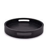 EDHAS Acacia Wood Round Black Serving Tray with Cutout Handle |Home Restaurants Coffee, Food, Breakfast, Dinner Décor (12" x 12" x 1.6") EDHAS