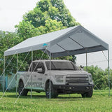 ADVANCE OUTDOOR 12x20 ft Heavy Duty Carport Car Canopy Garage Boat Shelter Party Tent, Adjustable Peak Height from 9.5ft to 11ft, Silver Gray ADVANCE OUTDOOR