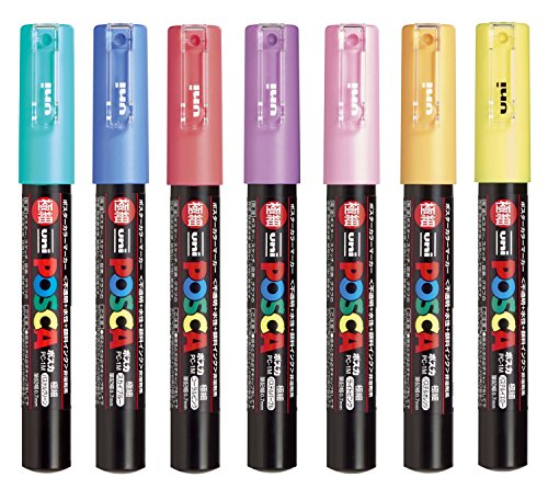 Uni Posca Paint Marker Pen, Extra Fine Point, Set of 7 Natural Color (PC-1M 7C) - WoodArtSupply