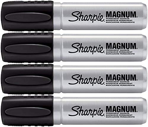 Sharpie Pro Magnum Professional Permanent Marker, Oversized Chisel Tip, Black Ink, Pack of 4 SHARPIE
