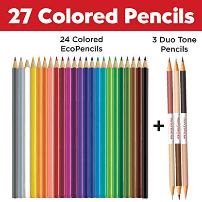 Faber-Castell World Colors Ecopencils, 27 Count - Diverse Skin Tone Colored Pencils For Kids