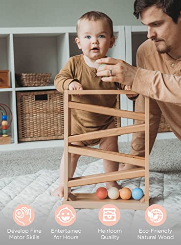 Montessori Ball Tracker Wooden Ball Drop - Wood Toys for 3 Year Old - Educational Toy for Baby and Toddler - Ball Ramp Maze Run Track - Baby Ball - WoodArtSupply