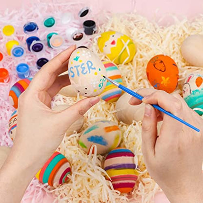 20pcs Wooden Easter Eggs to Paint Unfinished Eggs Fake Eggs for Crafts Easter Party Supply - WoodArtSupply