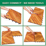 Interlocking Deck Tile (Pack of 10, 12"x12") Acacia Hardwood Deck Tile, Interlocking Patio Tile in Solid Acacia Wooden Oiled Finish Waterproof all WoodArtSupply