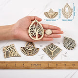 60Pcs Unfinished Wooden Burlywood Dangle Earrings Kit 10 Styles Natural Wood Big Charms with Jump Rings and Earring Hooks for Jewelry Craft Making PH PandaHall