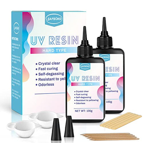 UV Resin kit Jewelry Making: 200g Crystal Clear Hard Glue Epoxy Resin for Beginners DIY Art Crafts Casting Curing SAPBOND