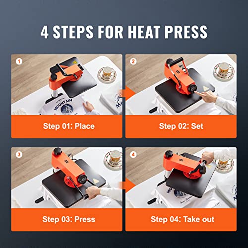 VEVOR Heat Press 15X12 Inch Heat Press Machine 5 in 1 Digital Multifunctional Sublimation T-Shirt Heat Press Machine for T Shirts Hat Mug Cap Plate