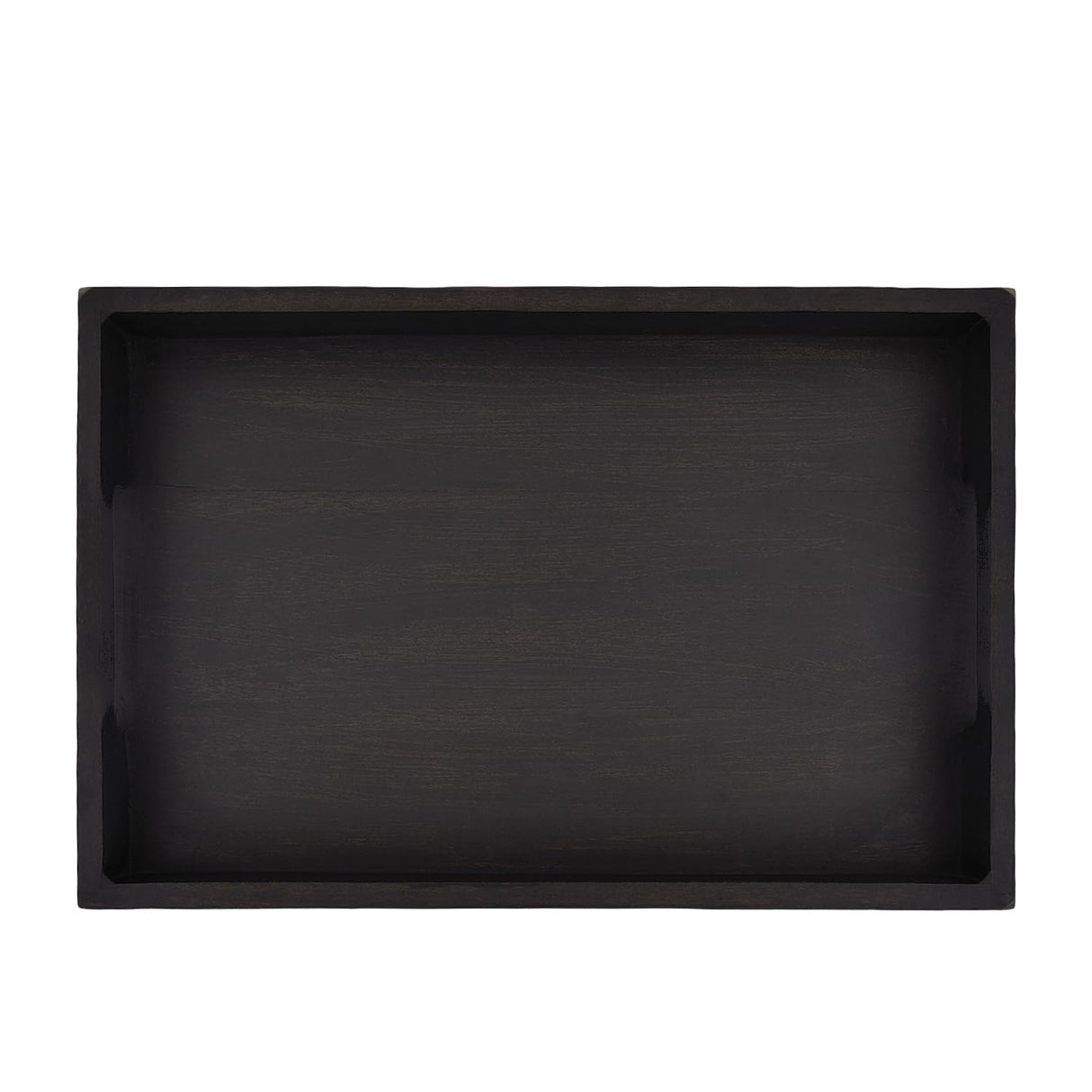 EDHAS Acacia Wood Rectangle BLACK Serving Tray for Breakfast Dinner Drinks Kitchen Dining Living Bathroom With Handle (15" x 10" x 1.6") EDHAS
