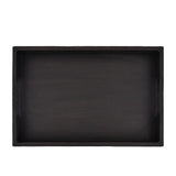 EDHAS Acacia Wood Rectangle BLACK Serving Tray for Breakfast Dinner Drinks Kitchen Dining Living Bathroom With Handle (15" x 10" x 1.6") EDHAS