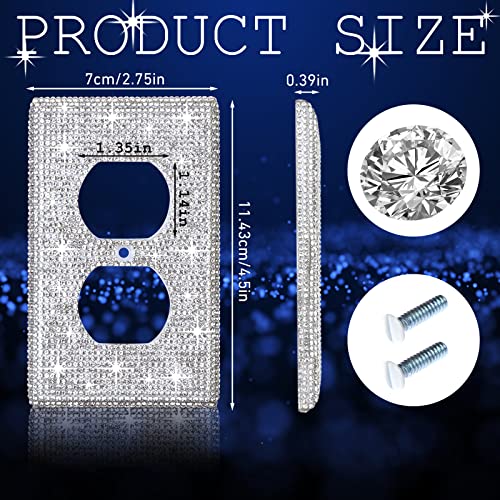 2 Pcs Shiny Rhinestones Wall Plate Cover Bling Light Switch Cover Outlet Covers Sparkly Diamond Wall Plate Cover Light Switch Cover Decorative - WoodArtSupply