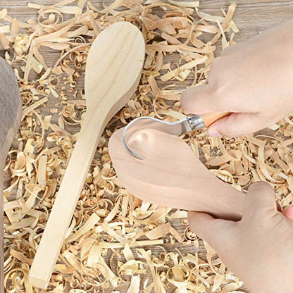 3Pcs Wood Carving Spoon Blank Unfinished Wooden Craft Whittling Kit for Whittler Starter Kids,Basswood +Walnut +Cherry - WoodArtSupply