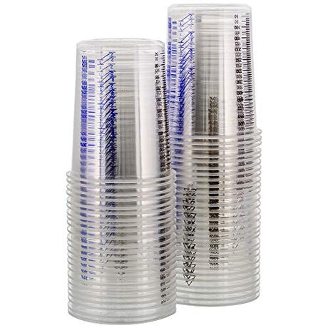 TCP Global 20 Ounce (600ml) Disposable Flexible Clear Graduated Plastic Mixing Cups - Box of 50 Cups - Use for Paint, Resin, Epoxy, Art, Kitchen, TCP Global