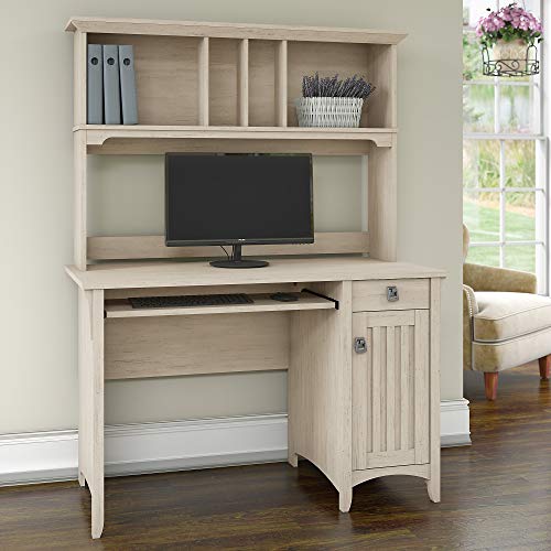 Bush Furniture Salinas Computer Hutch | Study Table with Drawers, Cabinets & Pullout Keyboard/Laptop Tray | Modern Home Office Work Desk with - WoodArtSupply