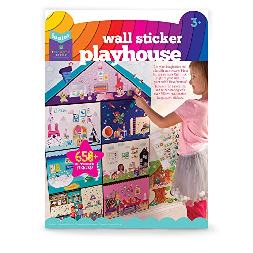 Craft-tastic Jr – Wall Sticker Playhouse – 3-Foot Tall Dreamhouse with Over 650 Reusable Stickers - WoodArtSupply