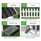 PawHut Wooden Chicken Coop with Run for 3-4 Chickens, Hen House with Nesting Box, Removable Tray, Fence, Outdoor Poultry Cage, 68" x 59" x 42", Gray PawHut