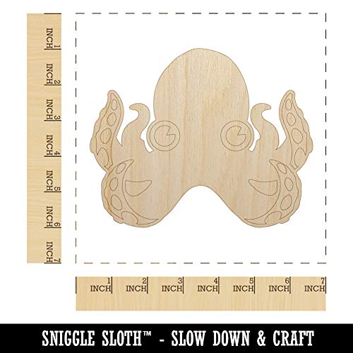 Cute Octopus Unfinished Wood Shape Piece Cutout for DIY Craft Projects - 1/8 Inch Thick - 6.25 Inch Size Sniggle Sloth