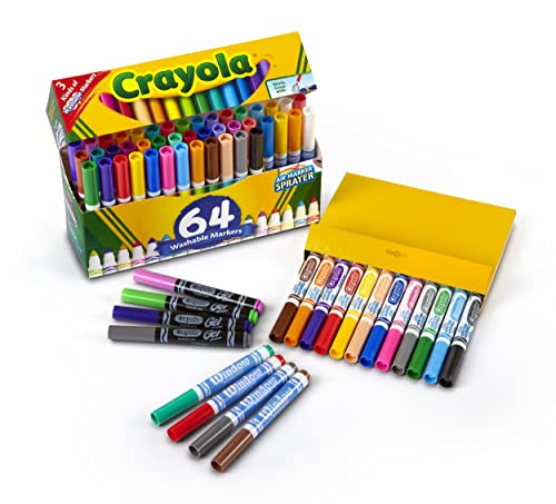 Crayola Washable Marker Set, School Supplies, Gel, Window, Broad Line Markers, 64ct Crayola