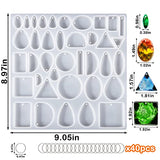 BABORUI Resin Molds Jewelry, 38 Cavities Pendant Silicone Molds for Epoxy with 40Pcs Jump Rings, DIY Resin Casting for Pendant, Earrings, Necklace, BABORUI