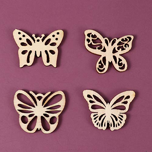 BESPORTBLE 100PCS Unfinished Wood Crafts Butterfly Wood Crafts Wood Butterfly Embellishment Unfinished Wood Butterfly Rustic Decor Wooden BESPORTBLE