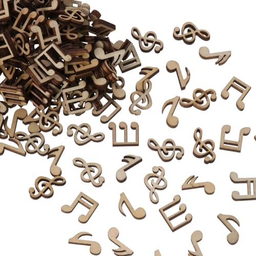 hobbyhub 300Pcs Music Notes Wooden Cutouts, Unfinished Label, DIY Unfinished Card Home Decoration hobbyhub
