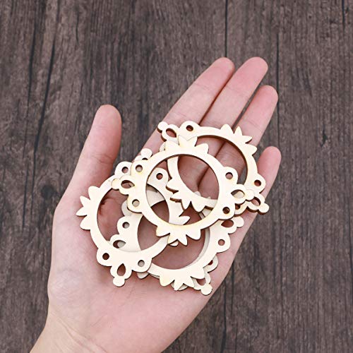 Amosfun Unfinished Wood Cutout Photo Frame Mini Picture Frame Wooden Shape Pieces Craft Embellishments Ornament for DIY Crafts 10pcs
