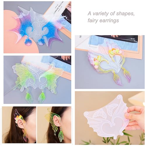 5 Set Earrings Silicone Resin Mold Ear Loop Butterfly Shaped Epoxy Silicone Casting Molds Hoops for Rings Jewelry Ornament Earring Eardrop Hooks, 3D Qinlunuho