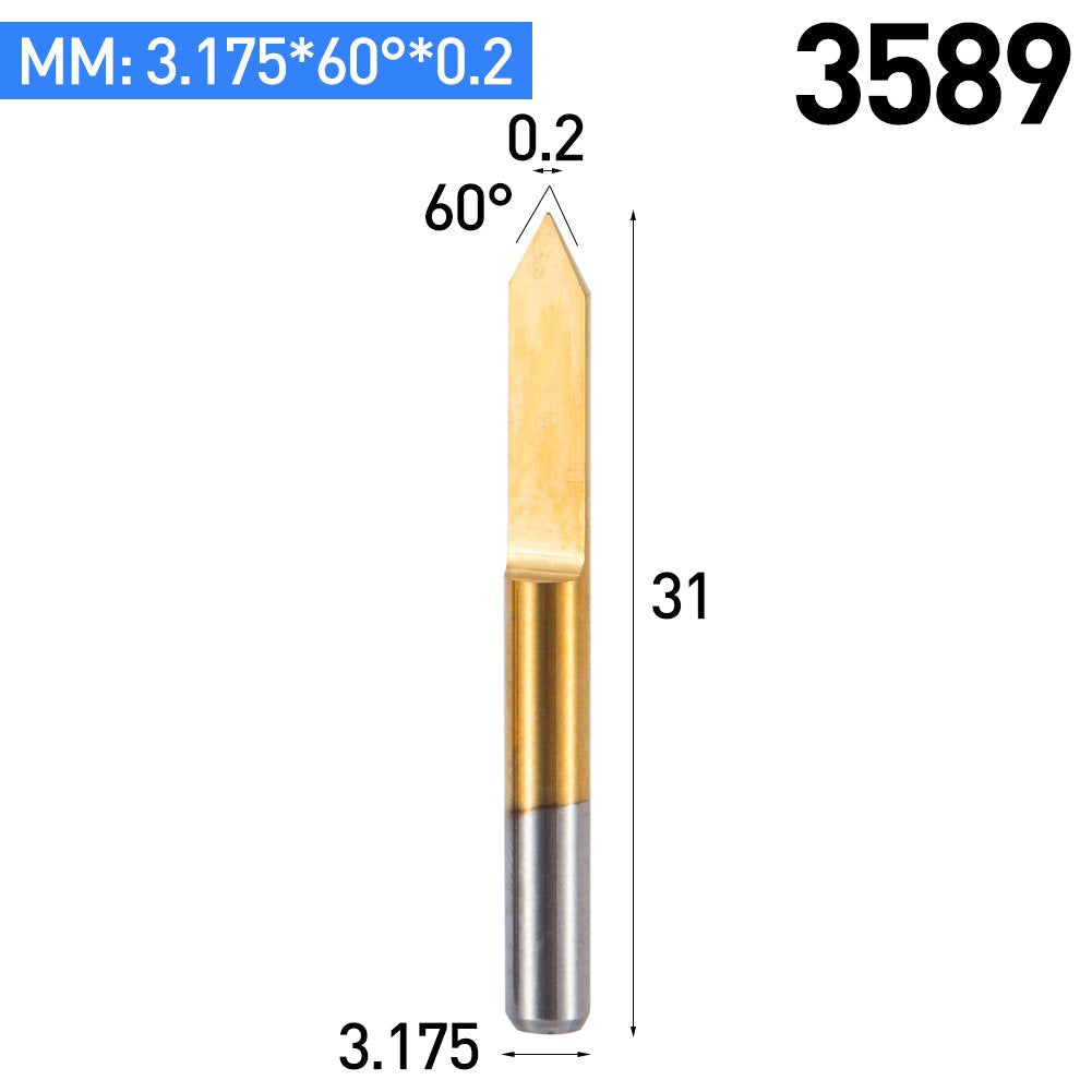 HUHAO 60 Degree V Groove Bit 0.2mm Tip 10PCS Carbide 3d Cnc Router Bit 1/8 Inch Shank Woodworking HUHAO
