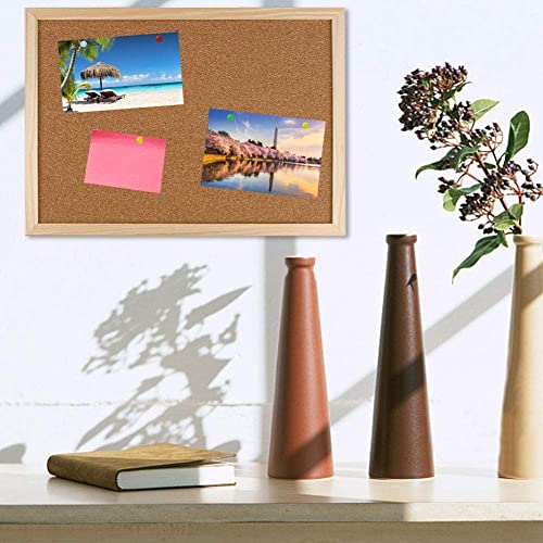 Cork Board Bulletin Board - 15.7 X 12 Inches Vision Board Wood Frame Corkboard Message Board Wall Mounted Pin Board for School, Home & Office (with FEBSNOW