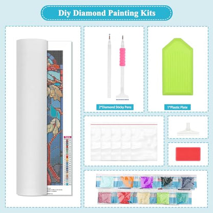 Lxmsja Stained Glass Cardinal Diamond Painting Kits for Adults, Round Full Drill Diamond Art Kits, Gem Art Paints with Diamond Art Perfect for