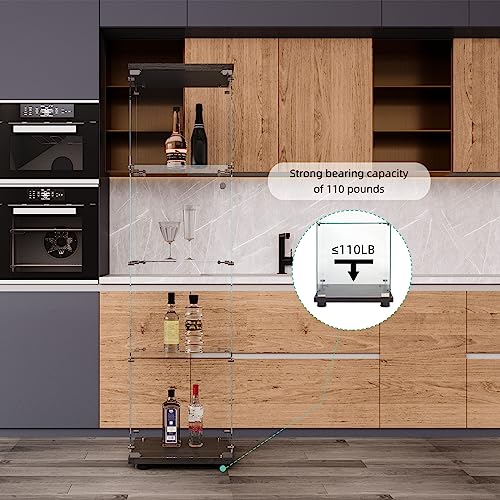 FLYMUHJIA Curio Cabinet Glass Display Case for Collectibles with Door, 4 Display Shelves Showcase, 64.2”Hx16.9''Lx 14.6''W Black FLYMUHJIA