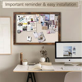 Marribol Large Magnetic Bulletin Board 36 x 24 Inch,Rustic Wood Framed Cork Board with Linen，Wall Mounted Notice Board with Pushpins for Home Office Marribol