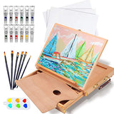 Falling in Art Tabletop Easel Set - 24 Pieces Starter Kit - Artist Acrylic Painting Kit with 12 Acrylic Paints Set, Canvas Panels, Brushes, Wooden Falling in Art