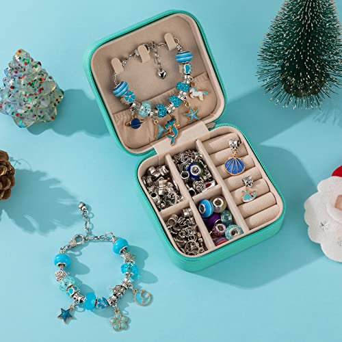Jewelry Making kit,Charm Bracelet Making Kit,The Blue Bead Set Comes in A  Blue Jewelry Box,DIY Kids Crafts,Gifts Set for Teen Girls Age 5 6 7 8 9 10
