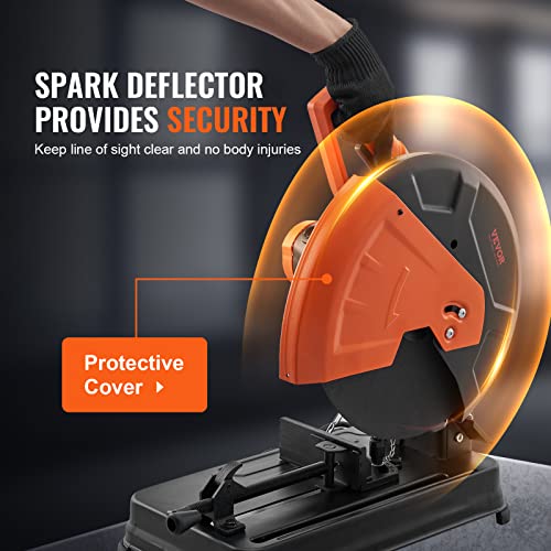 VEVOR Abrasive Chop Saw, 14in / 35cm Blade Cut Off Saw, 2300W 3600RPM Steel Cutting Machine, 0-45 Degrees Adjustable Angle Miter Saw for Cutting Vevor